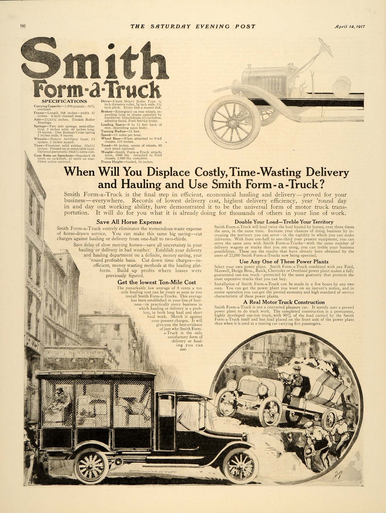 1917 Ad Smith Motor From-A-Truck Industrial Hauling - ORIGINAL ADVERTISING SEP4