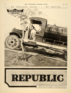 1919 Ad Republic Trucks M. Lewis Yellow Chassis Models - ORIGINAL SEP4