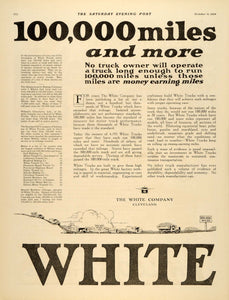 1924 Ad White Trucks 100,000+ Miles Willard's Chocolate - ORIGINAL SEP4