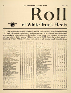 1918 Ad White Truck Fleet Chart Client Annual Report - ORIGINAL ADVERTISING SEP4