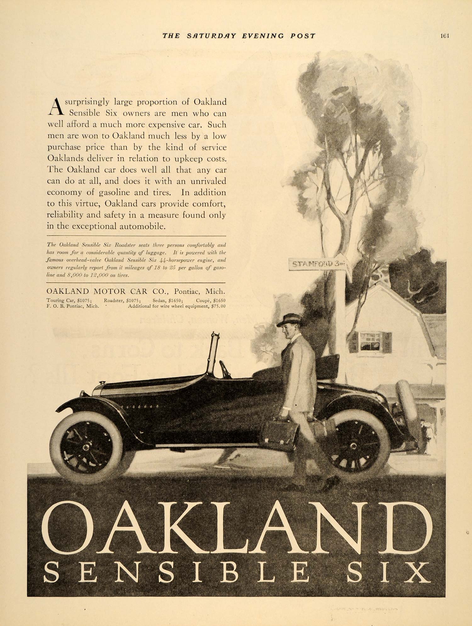 1919 Ad Oakland Sensible Six Car Antique Models Pricing - ORIGINAL SEP4