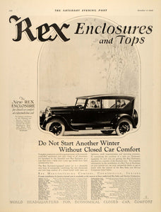 1924 Ad Rex Manufacturing Enclosure Closed Car Tops - ORIGINAL ADVERTISING SEP4