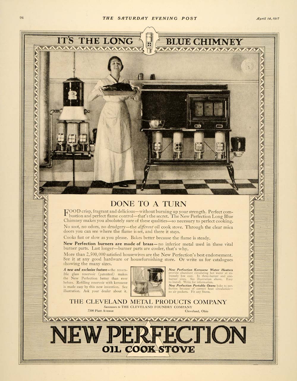 1917 Ad Cleveland Metal New Perfection Oil Cook Stoves - ORIGINAL SEP4