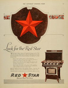 1919 Ad Detroit Vapor Stoves Oil Gas Range Red Star - ORIGINAL ADVERTISING SEP4
