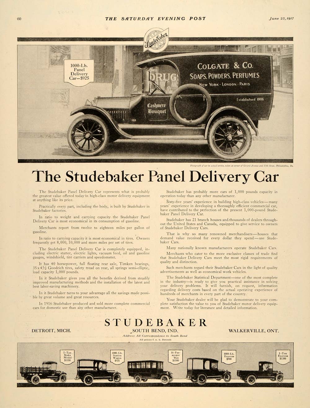1917 Ad Studebaker Panel Delivery Car South Bend Ind. - ORIGINAL SEP4