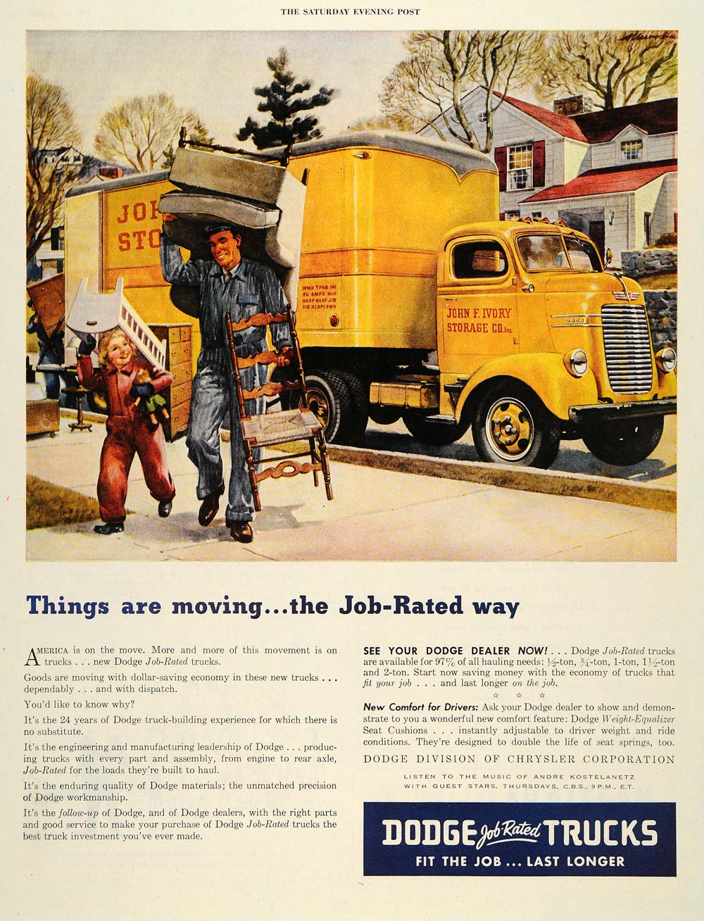 1946 Ad Dodge Truck Yellow John Ivory Storage Chrysler - ORIGINAL SEP4