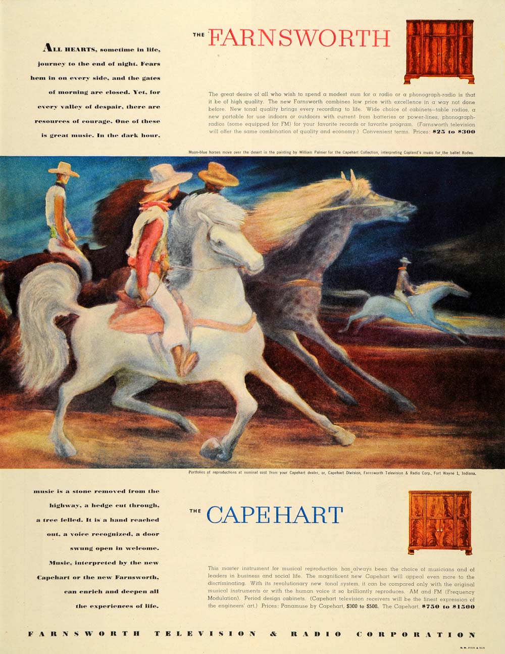 1946 Ad Farnsworth Capehart Phonograph-radio Moon Horse - ORIGINAL SEP4