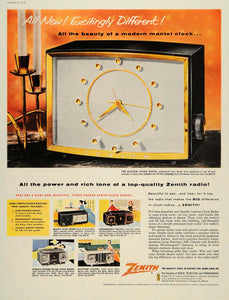 1956 Ad Zenith Mantel Clock Radio Wave Magnet Antenna - ORIGINAL SEP4