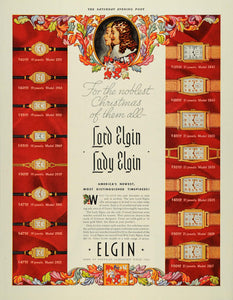 1937 Ad Elgin Wrist Watch Models Lord Christmas Lady - ORIGINAL ADVERTISING SEP4