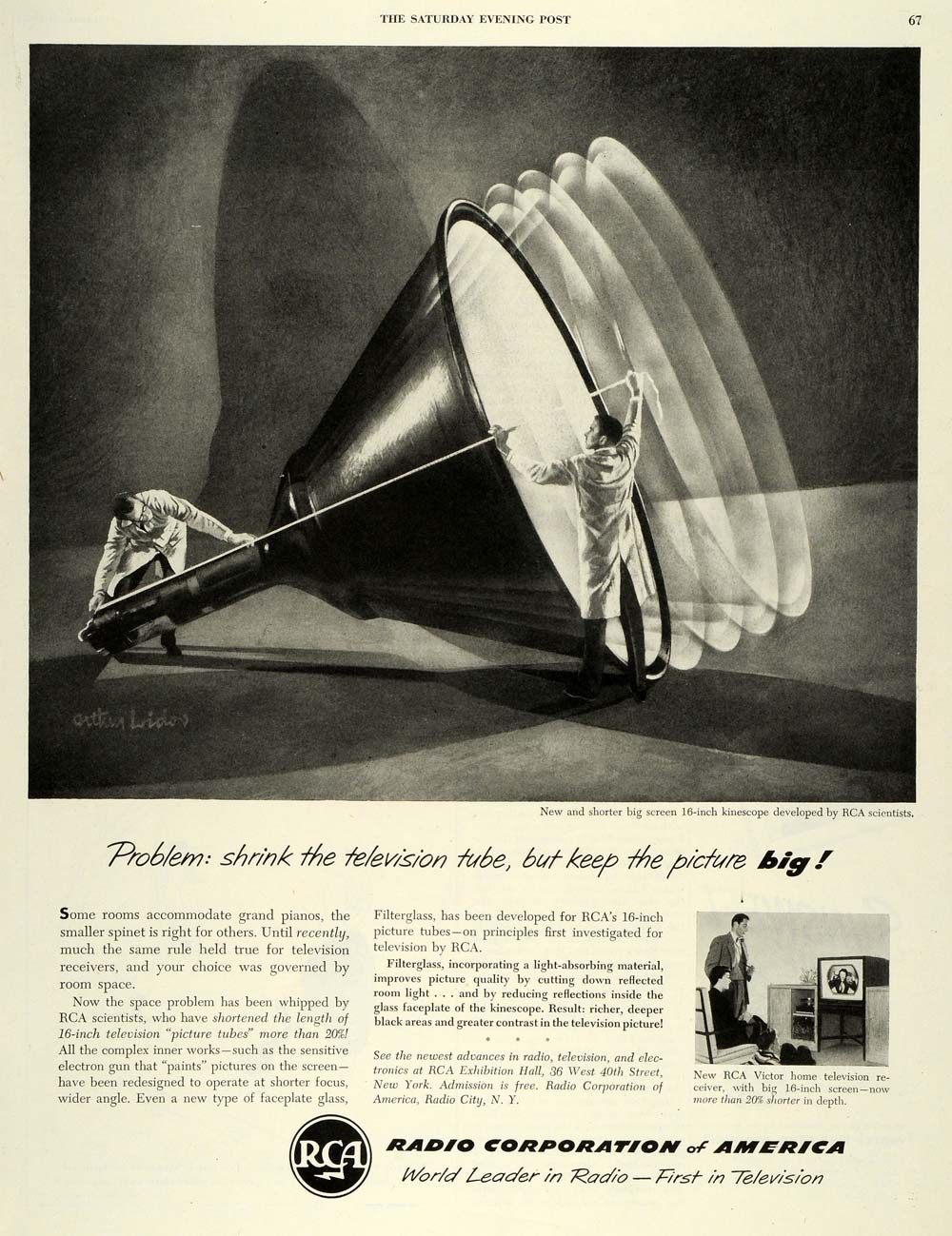 1950 Ad Arthur Lidov Illustration Kinescope RCA Scientists Television TV SEP5