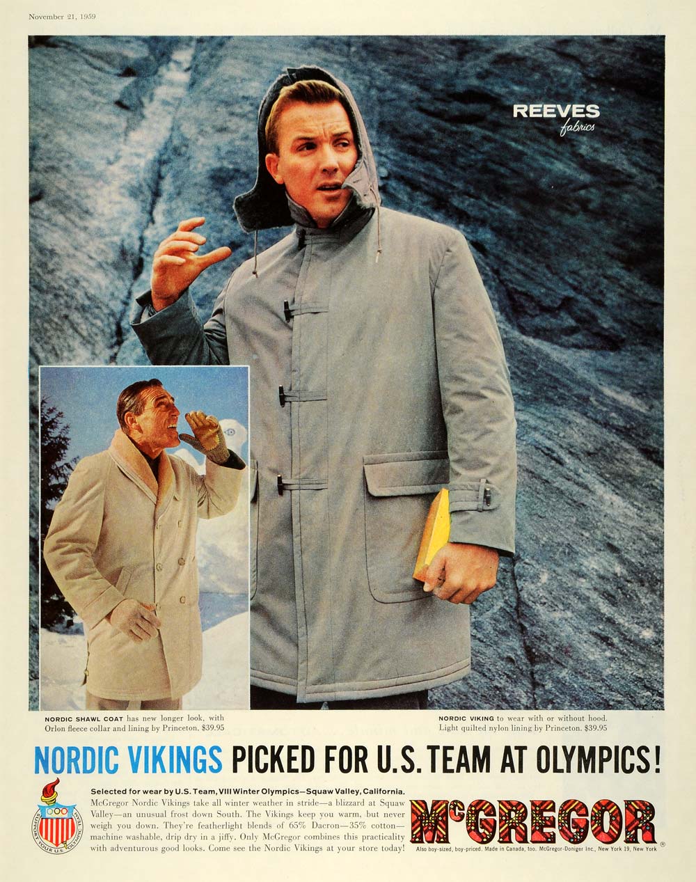 1959 Ad Nordic Vikings United States Team Olympics VIII Reeves Fabrics SEP5