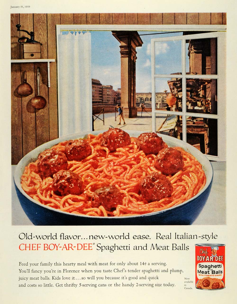 1959 Ad Florence Italian Spaghetti Meat Balls Tomato Sauce Chef Boy-Ar-Dee SEP5