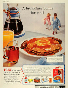 1959 Ad Breakfast Bonus Aunt Jemima Pancake Mix Free Food Coupon Coffee SEP5