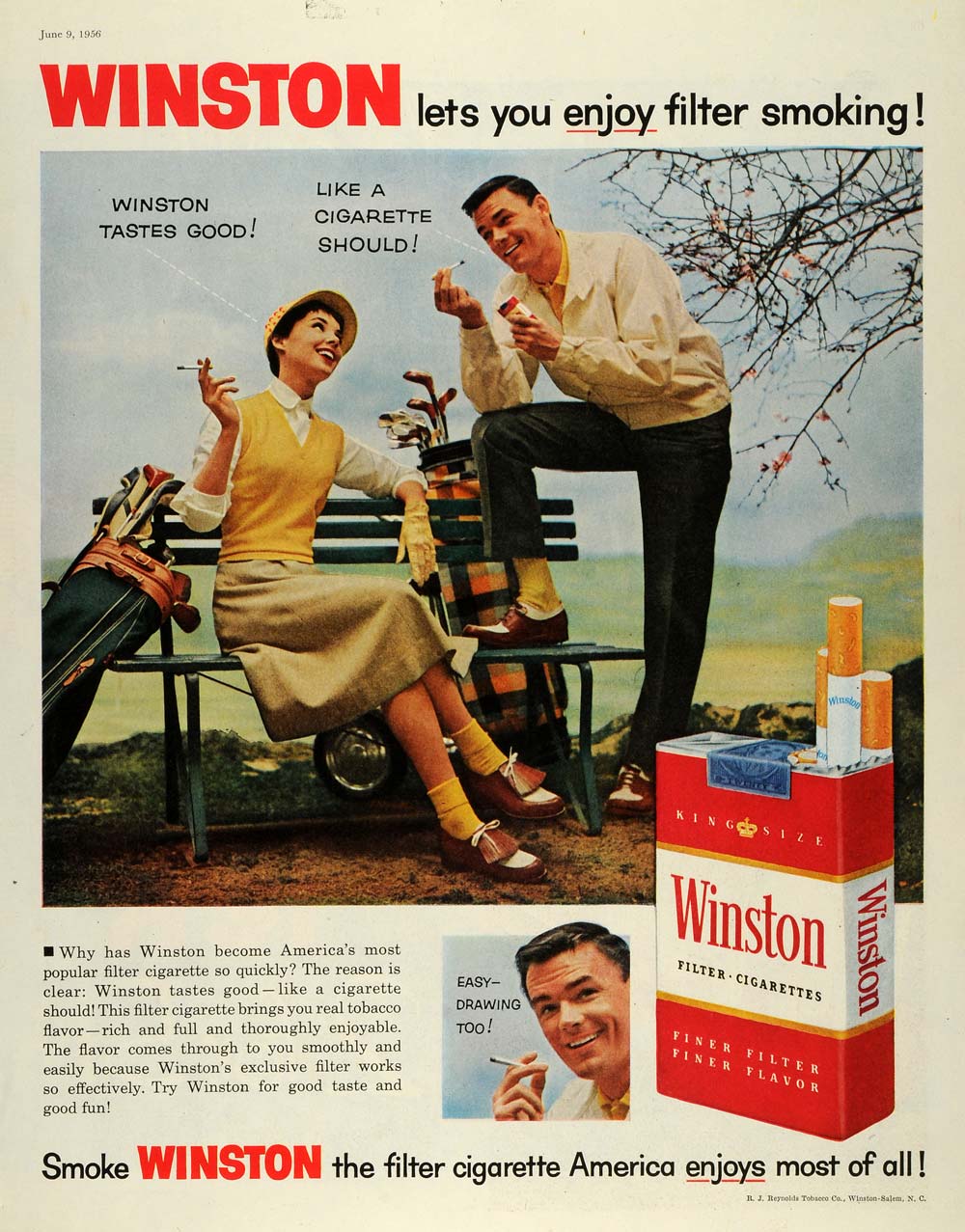 1956 Ad Winston Filter Cigarettes Easy Drawing Packages R J Reynolds SEP5