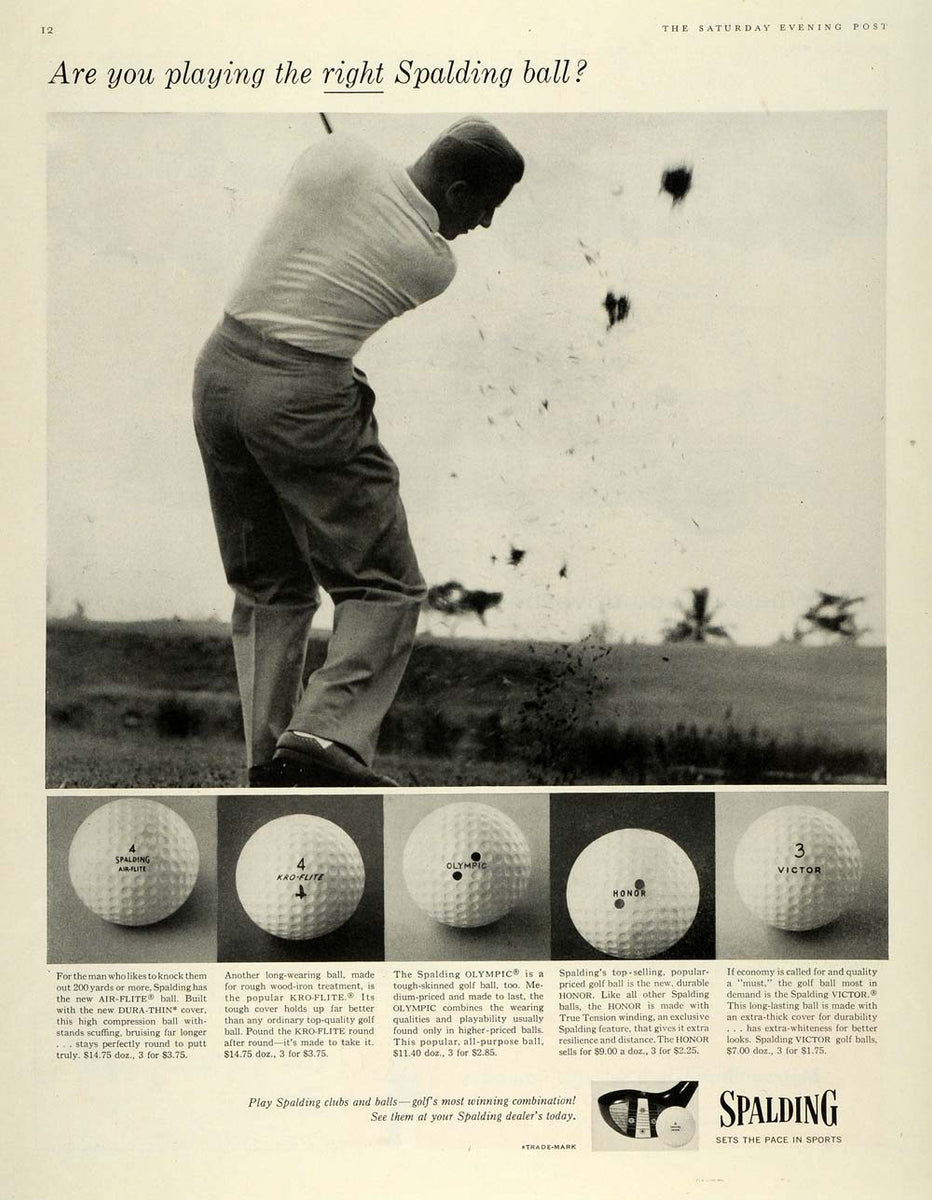 1956 Ad Spalding Golf Balls AirFlite Honor Victor Olympic KroFlite S