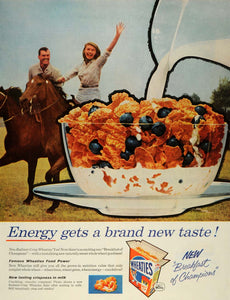 1957 Ad Wheaties Champions Breakfast Cereal Horseback Riding General Mills SEP5