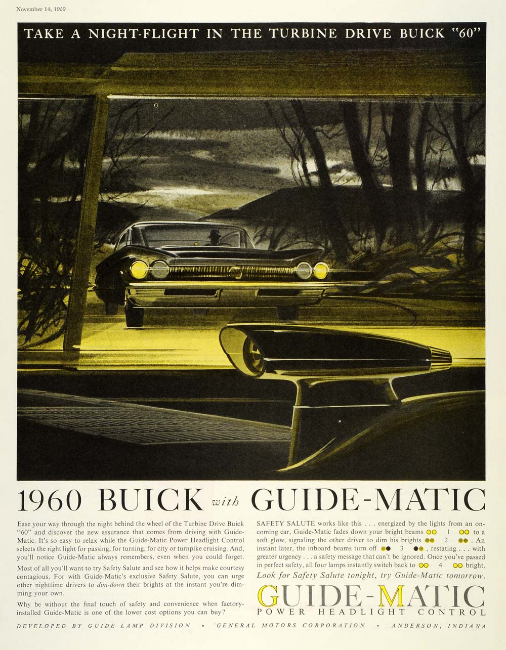 1959 Ad Vintage Guide Matic Power Headlight Control Safety Feature 1960 SEP5