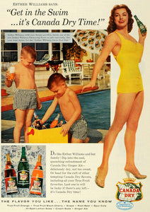1956 Ad Canada Dry Ginger Ale Soda Esther William Sons Swimsuit Pool SEP5