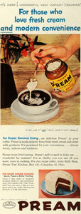 1956 Ad H C Moores Co Pream Coffee Cream Milk Powder Butter Frosting Recipe SEP5