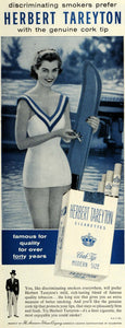 1956 Ad American Tobacco Co Cigarettes Herbert Tareyton Woman Smoking SEP5