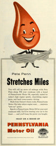 1957 Ad Pennsylvania Grade Crude Motor Oil Association Pete Penn Logo City SEP5