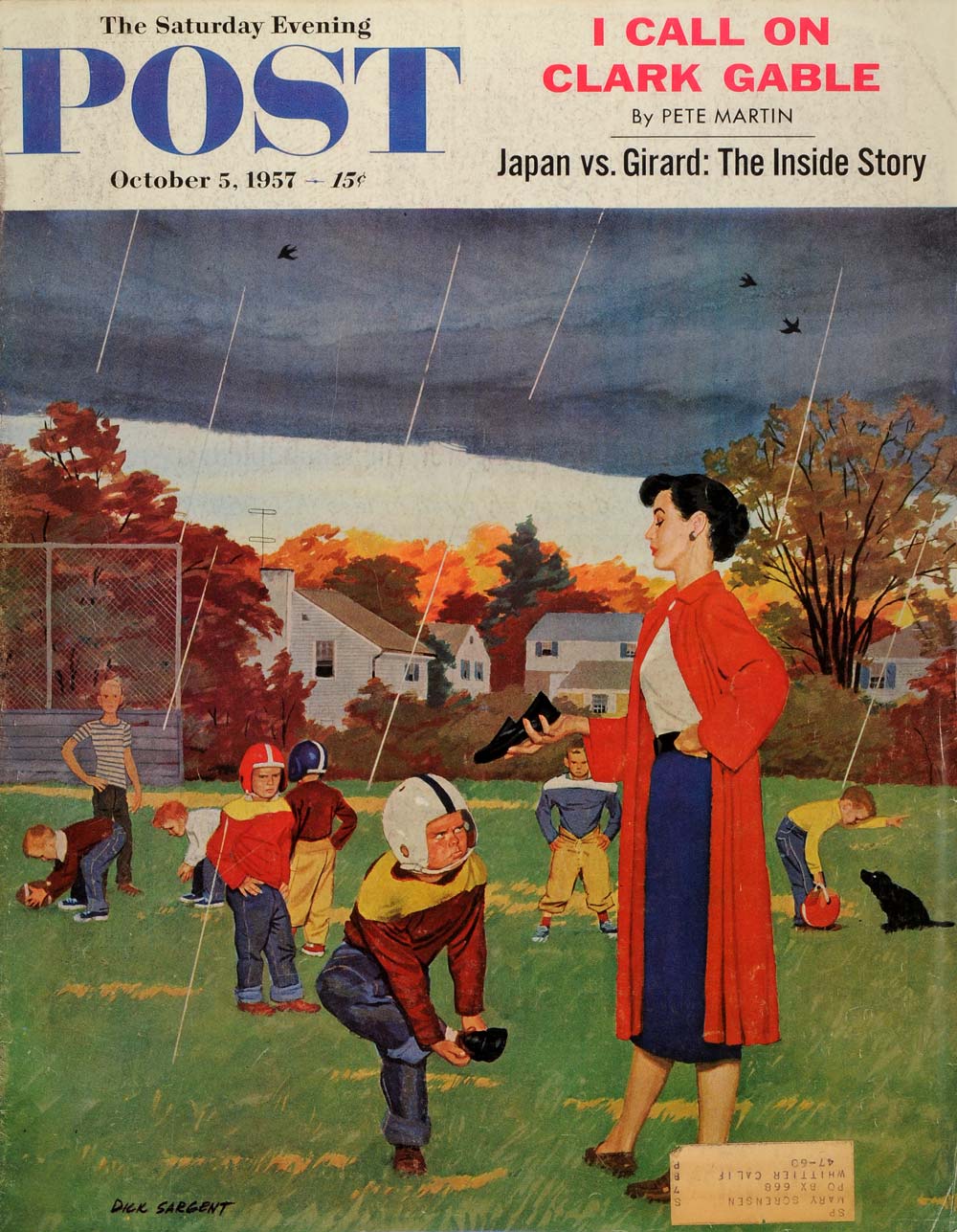 1957 Cover Saturday Evening Post Little League Football Mother Dick Sargent SEP5