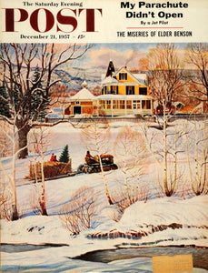1957 Cover Saturday Evening Post Winter Lumber Victorian Architecture SEP5