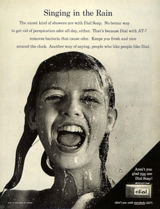 1962 Ad Antibacterial Dial AT7 Soap Girl Rain Singing Showers Personal SEP5