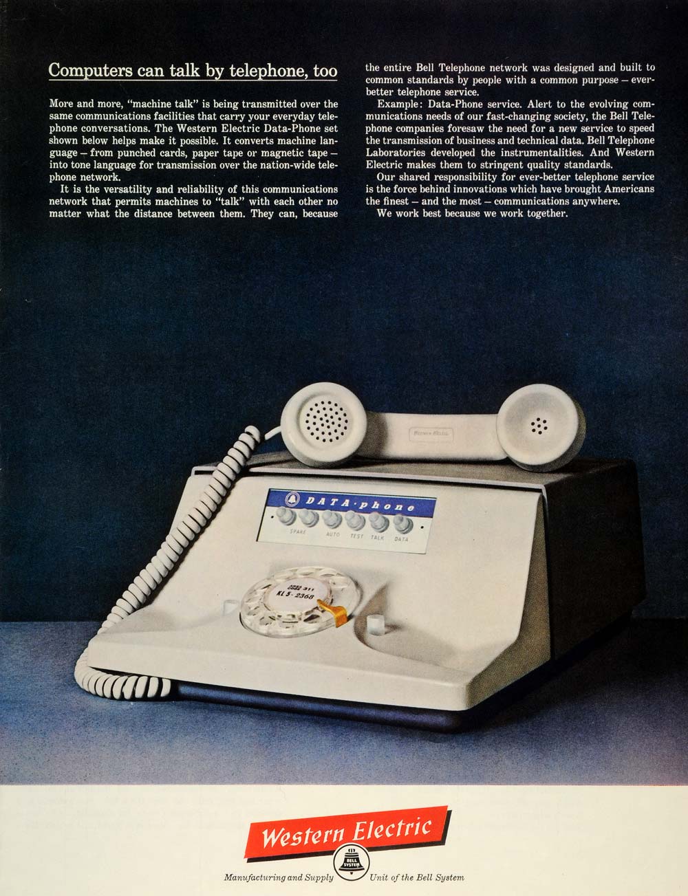 1962 Ad Western Electric Data Phone Vintage Bell Telephone Radial