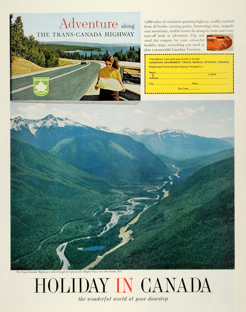1964 Ad Trans Canada Highway Vacation Rogers Pass Revelstoke British SEP5