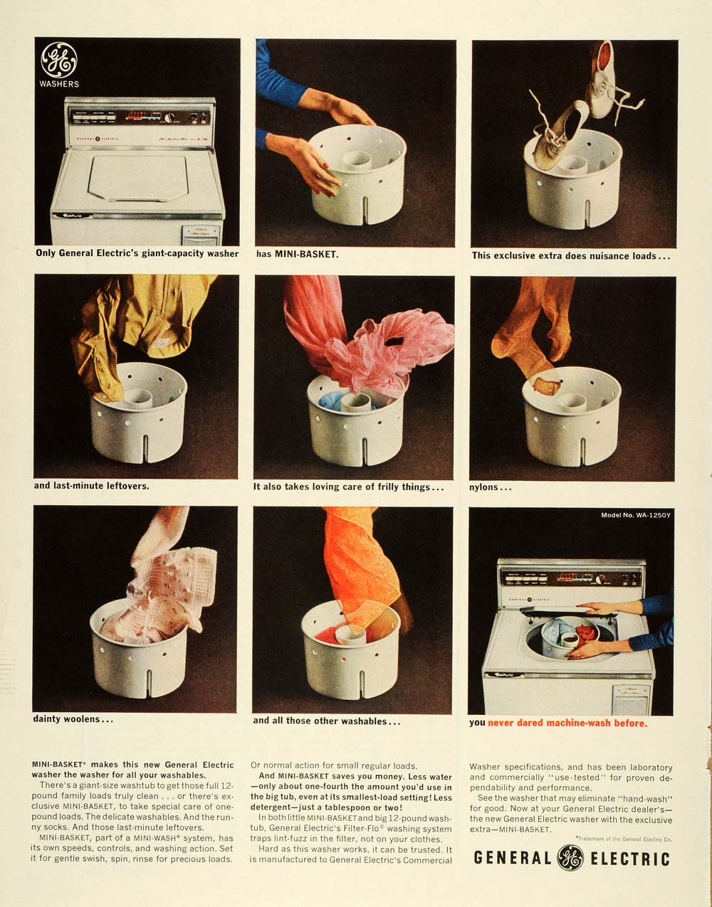 1964 Ad General Electric Washing Machine Household Appliance Chores SEP5
