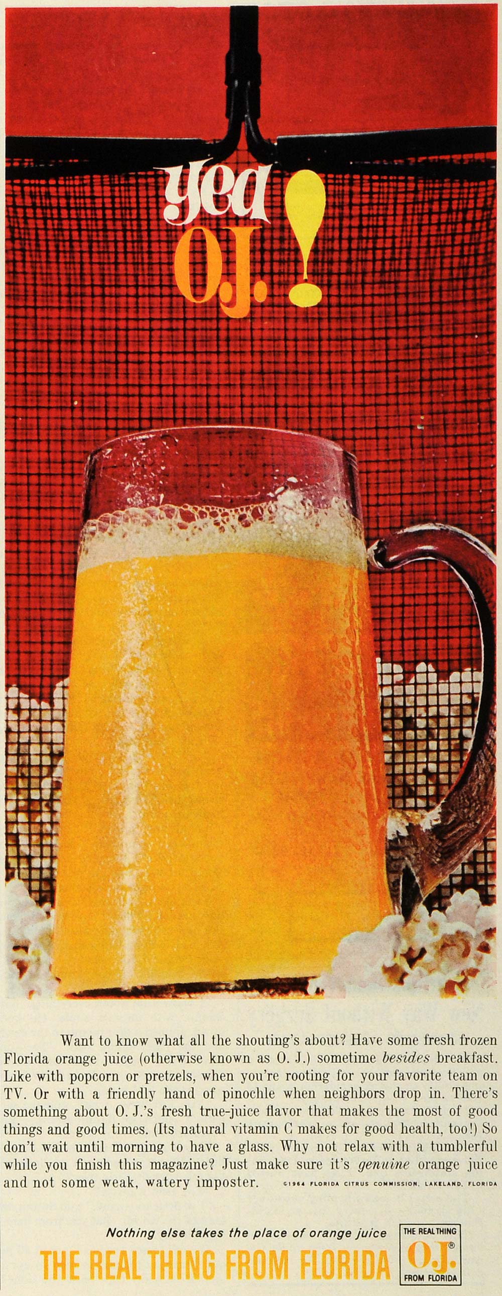 1964 Ad O.J. Florida Orange Juice Pitcher Breakfast Vitamin C Nutritious SEP5