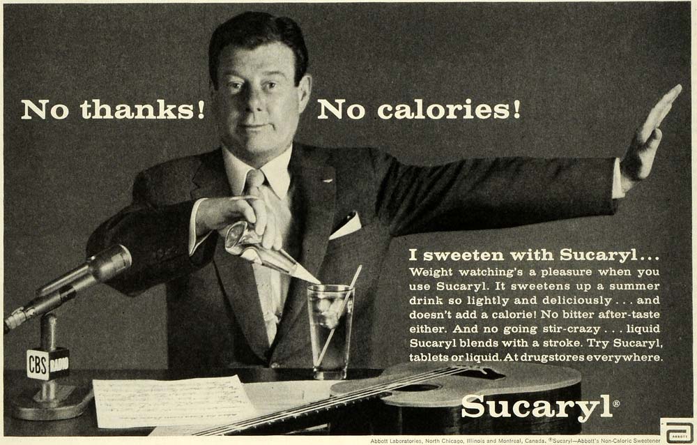 1961 Ad Sucaryl Artificial Sweetener Abbott Calorie Free Arthur Godfrey CBS SEP5