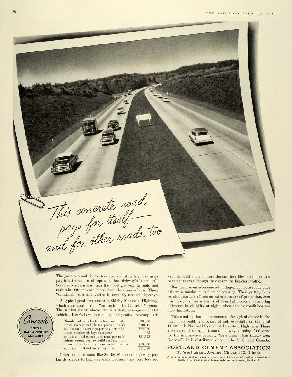 1956 Ad Portland Cement Association Shirley Memorial Highway Interstate SEP5