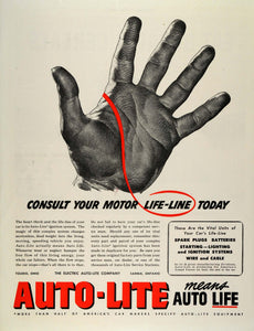1942 Ad Electric Auto-Lite Hand Motor Lifeline Sarnia Toledo Ignition SEP5