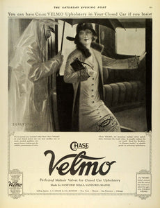 1925 Ad Chase Velmo Mohair Velvet Closed Car Upholstery Sanford Mills SEP5