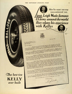 1925 Ad Lieutenant Leigh Wade Kelly Tire Linton Wells Maurice Switzer SEP5