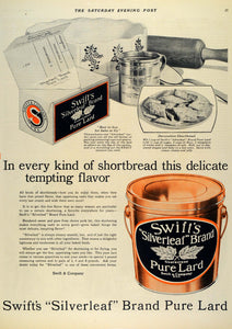 1925 Ad Swifts Silverleaf Brand Pure Lard Devonshire Shortbread Recipe SEP5