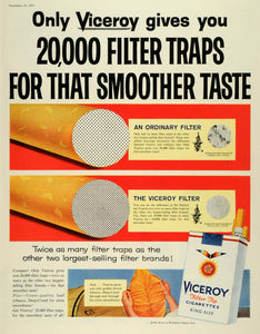 1957 Ad Brown & Williamson Tobacco Corp Filter Traps Viceroy Cigarette –  Period Paper Historic Art LLC