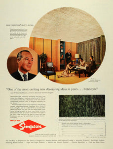1957 Ad Simpson William Pahlmann Designer Rift-Grain Redwood Plywood Walls SEP6