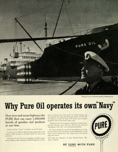 1957 Ad Pure Oil Co Chicago Navy Officer Fleet Ship Port Petroleum Products SEP6