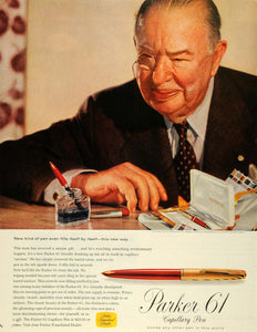 1957 Ad Parker Pen Co Janesville 61 Capillary Ball Point Pen Ink Writing SEP6