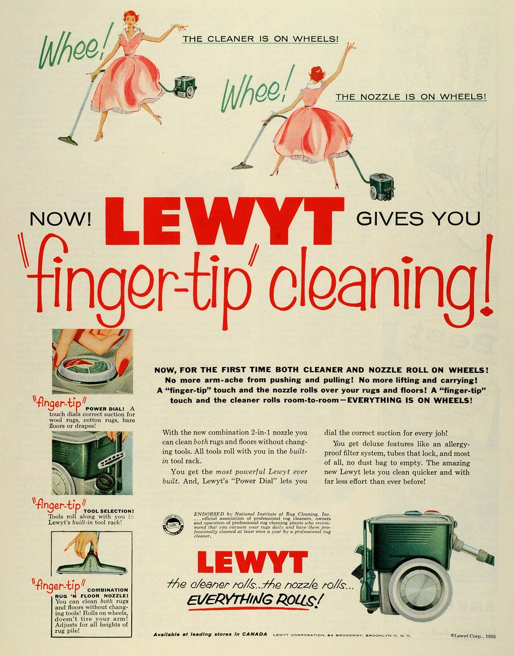 1955 Ad Lewyt Corp Lewyt Corp Floor Cleaner Rug Cleaning Appliances Vintage SEP6