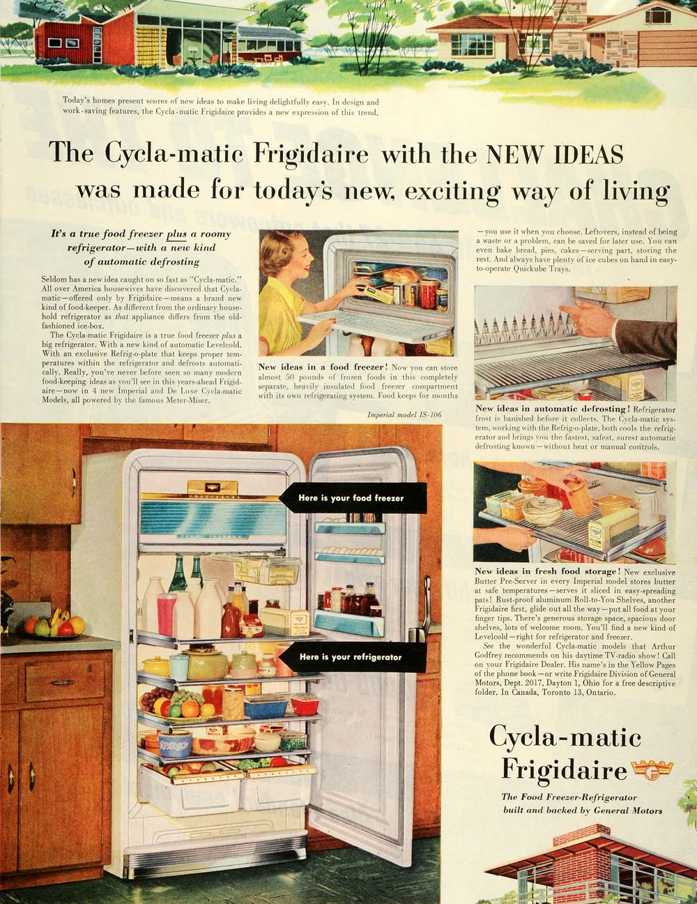1953 Ad Cycla-matic Frigidaire Food Freezer Refrigerator Electric SEP6