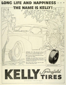 1943 Ad Kelly Springfield Tires Wedding Day Car Parts Marriage Nick SEP6