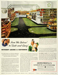 1943 Ad Armstrong Linoleum Linoflor Flooring White Star Market Rochester NY SEP6