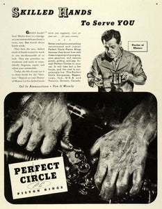 1942 Ad Perfect Circle Piston Rings Industrial Mechanic Doctor Precision SEP6