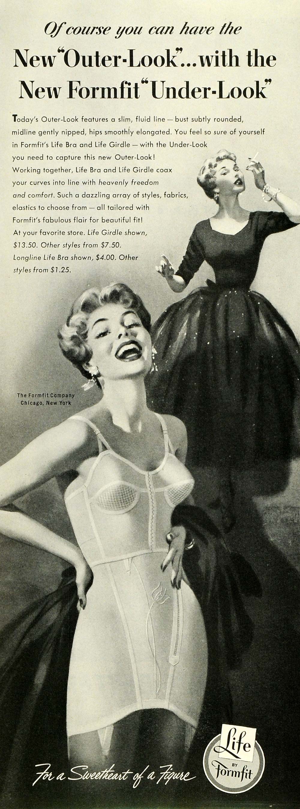 1953 Ad Formfit Life Bra Girdle Undergarments Smoking Women