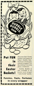 1953 Ad Fleer Dubble Bubble Gum Easter Basket Bunnies Children Religious SEP6