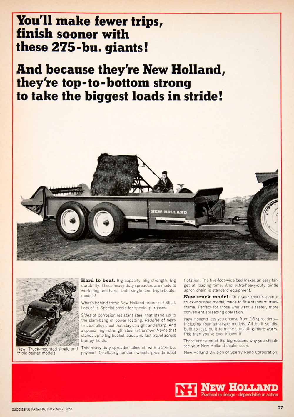 1967 Ad New Holland Sperry Rand Tractor Load Truck Model Farming Agriculture SF1